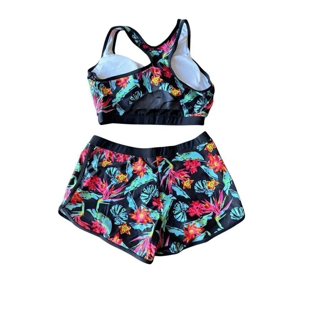 Floral print 2 piece swimsuit (S) - Picture 2 of 8
